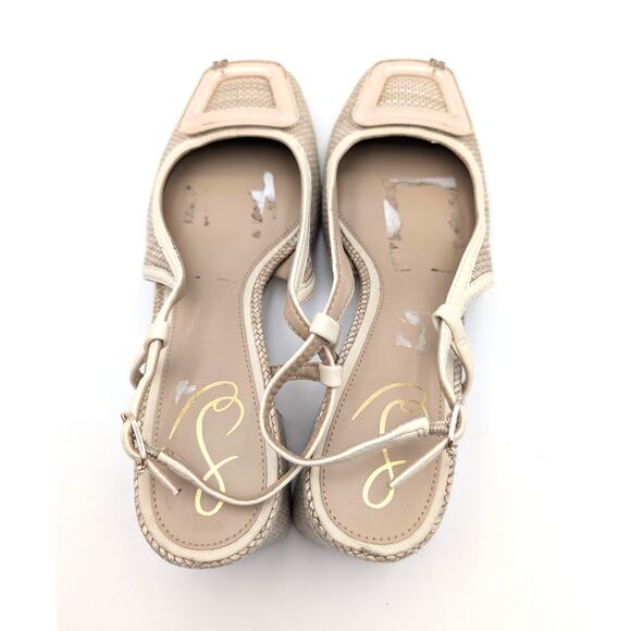 Sam Edelman Tracie Slingback Pump Women's Square Toe Light Natural Size US7 EU37 - Picture 10 of 11